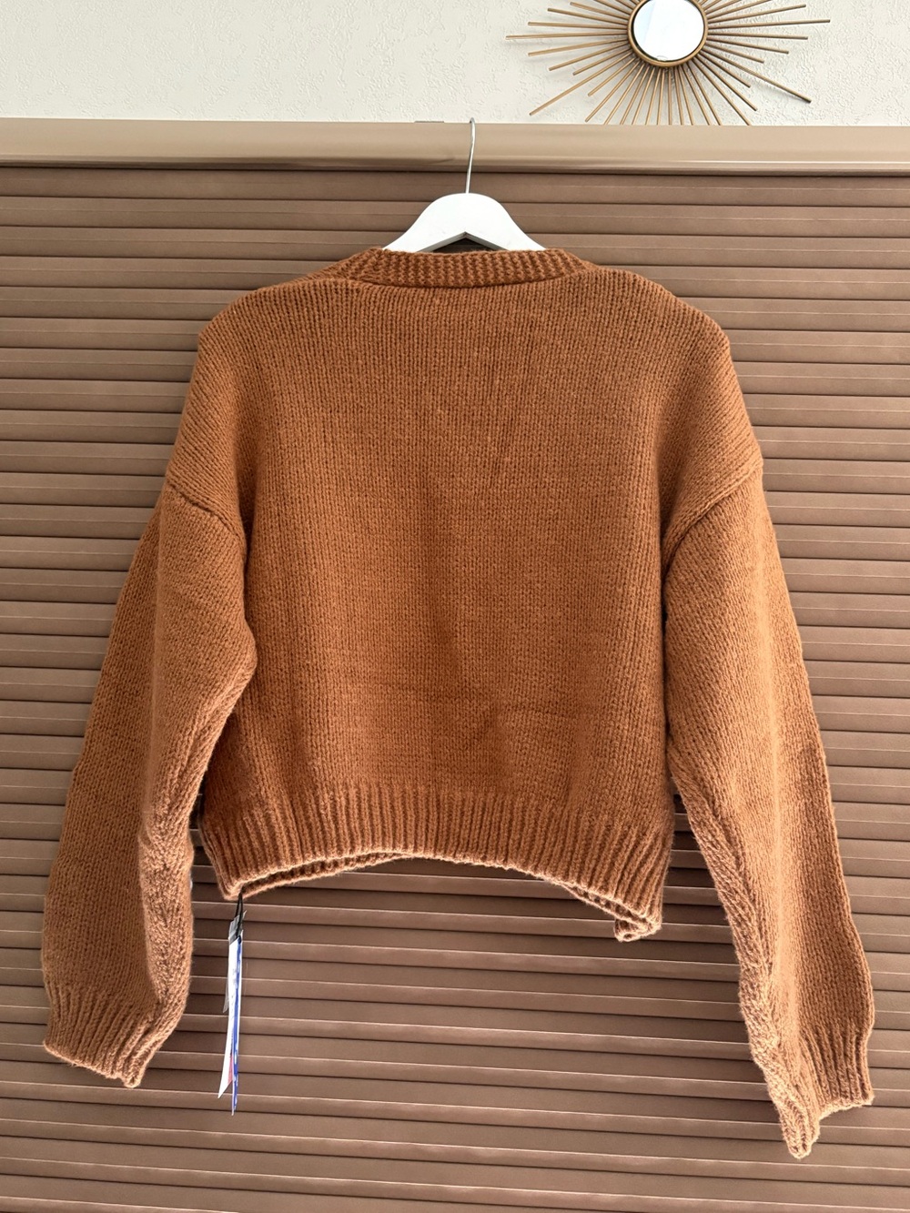 Cider Rust Brown Cropped Floral Patch Cardigan - Picture 3 of 5